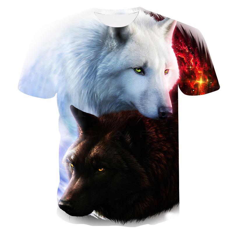 Neueste Wolf 3D Druck Tier Coole Lustige T-Shirt Kurzarm Sommer T Shirt Kind Mode Chilrden Tops 140 von Joom DACH