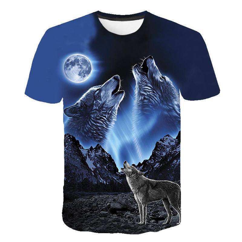 Neueste Wolf 3D Druck Tier Coole Lustige T-Shirt Kurzarm Sommer T Shirt Kind Mode Chilrden Tops 160 von Joom DACH