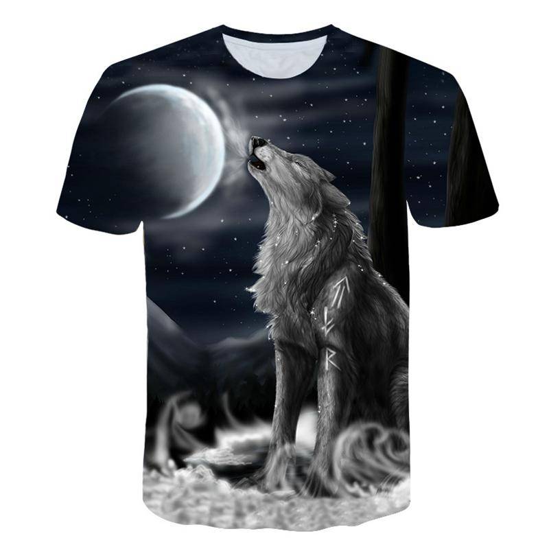 Neueste Wolf 3D Druck Tier Coole Lustige T-Shirt Kurzarm Sommer T Shirt Kind Mode Chilrden Tops 160 von Joom DACH
