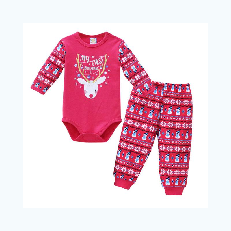 Neugeborene Kinder Jungen Mädchen Baumwolle Kleidung Set Strampler Hosen 2 Teile/satz Sport Outfits Druckknopf Strampler Warme Weihnachtskleidung Zweiteiler 68 rot von Joom DACH