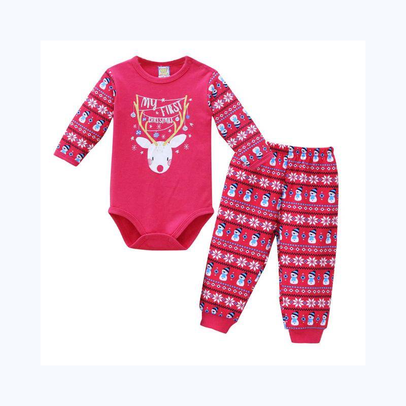 Neugeborene Kinder Jungen Mädchen Baumwolle Kleidung Set Strampler Hosen 2 Teile/satz Sport Outfits Druckknopf Strampler Warme Weihnachtskleidung Zweiteiler 68 rot von Joom DACH