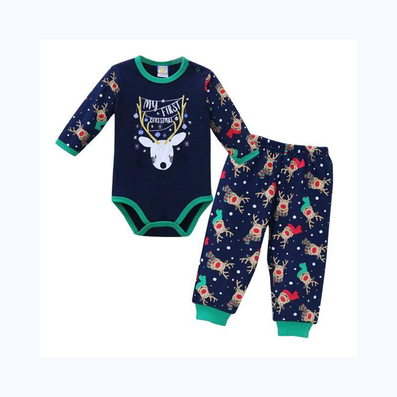 Neugeborene Kinder Jungen Mädchen Baumwolle Kleidung Set Strampler Hosen 2 Teile/satz Sport Outfits Druckknopf Strampler Warme Weihnachtskleidung Zweiteiler 74 von Joom DACH