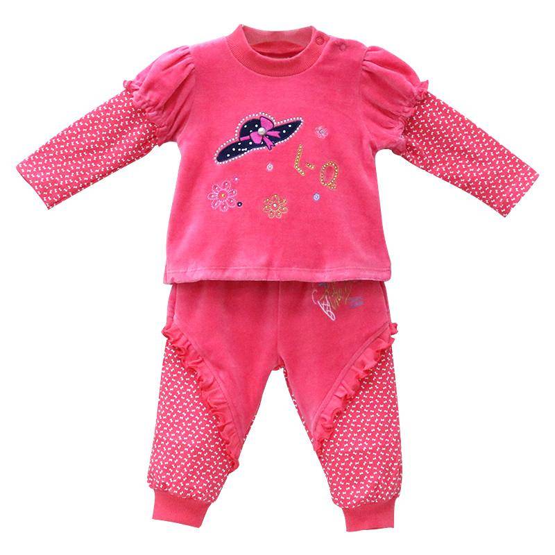 Neugeborene Mädchen Säuglingskleidung Samt Winter Frühling Langarm Hosen Set Knöpfe bestickt Kinderbekleidung Aapparel 68 von Joom DACH