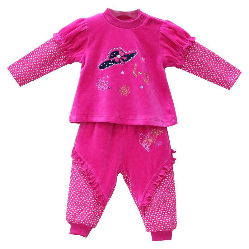 Neugeborene Mädchen Säuglingskleidung Samt Winter Frühling Langarm Hosen Set Knöpfe bestickt Kinderbekleidung Aapparel 74 von Joom DACH