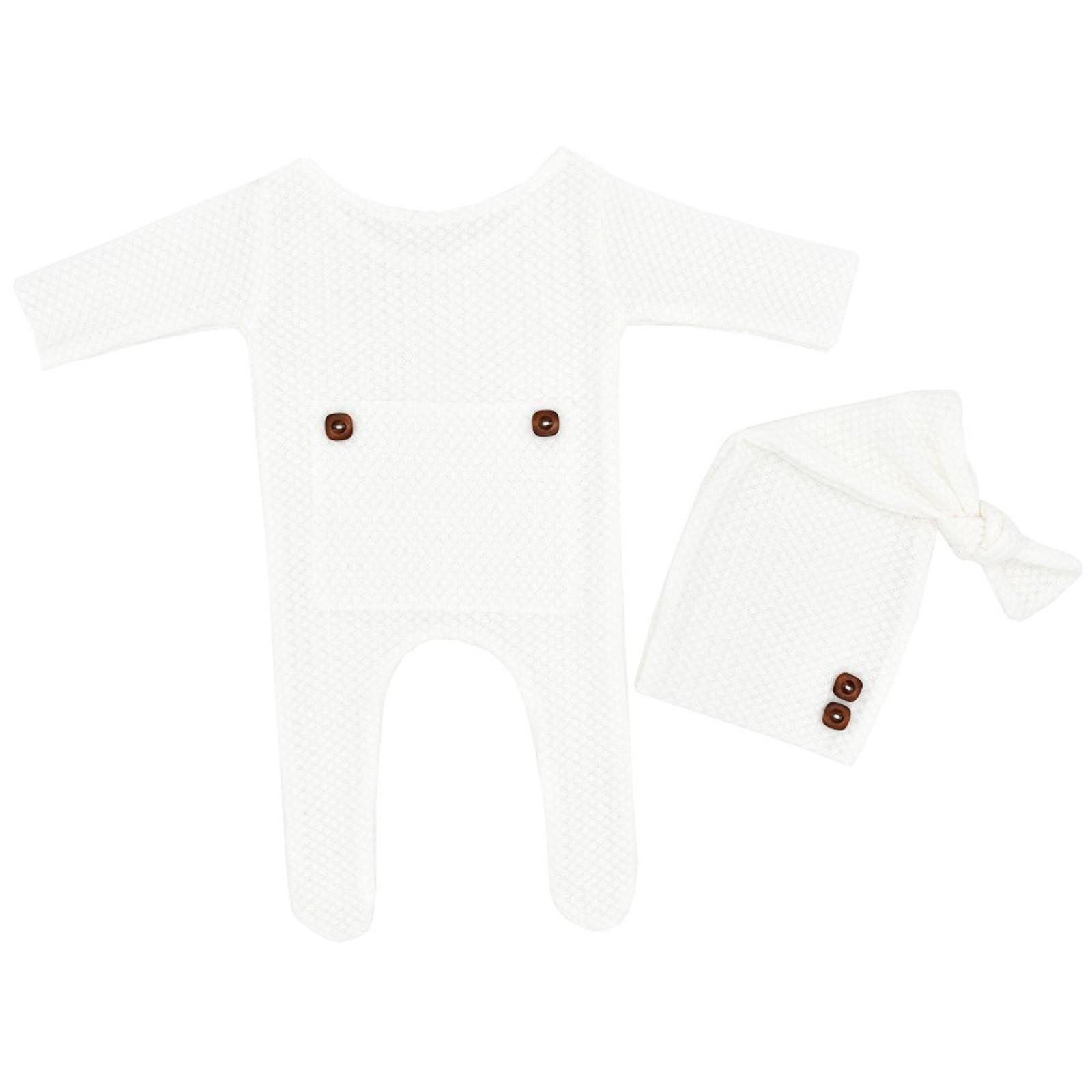 Neugeborenen Baby Fotografie Prop Fuß Strampler Knopf Overall Hut Set weiß Neugeborenen Baby Fotografie Prop Fuß Strampler Knopf Overall Hut Set weiß von Joom DACH