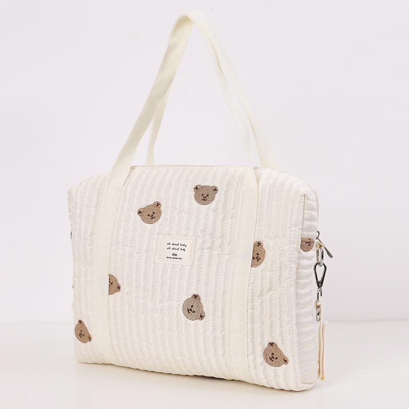 Neugeborenen Baby Pflege Windel Tasche Mama Schulter Tasche Stickerei Stepp Kinderwagen Windel Lagerung Organizer Große Handtaschen bear von Joom DACH