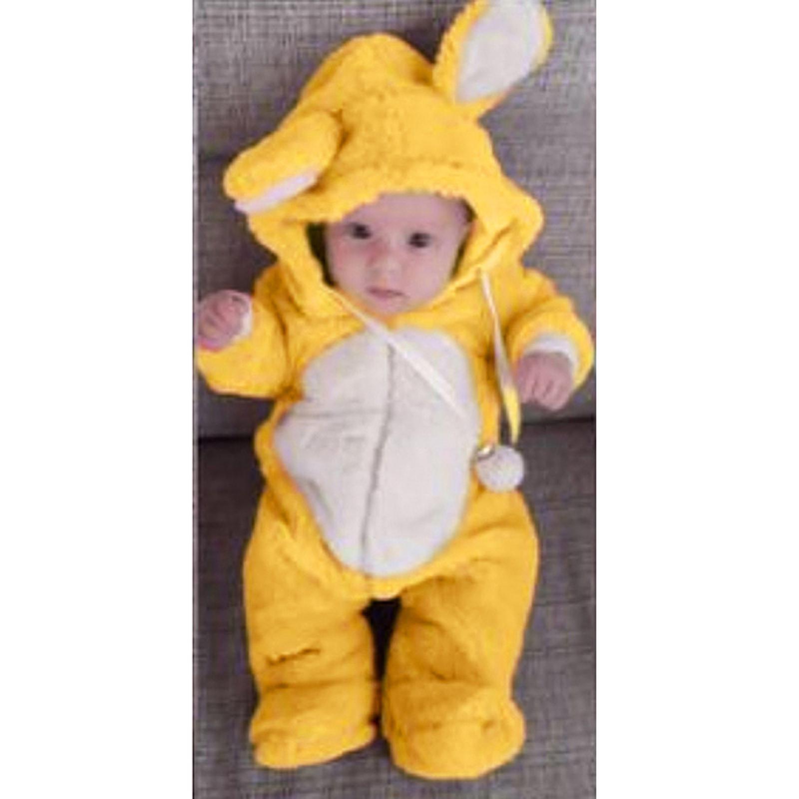 Neugeborenes Baby, Jungen, Mädchen, Winter, niedliches Ohr, Fleece-Overall, Strampler, warme Oberbekleidung 60 von Joom DACH