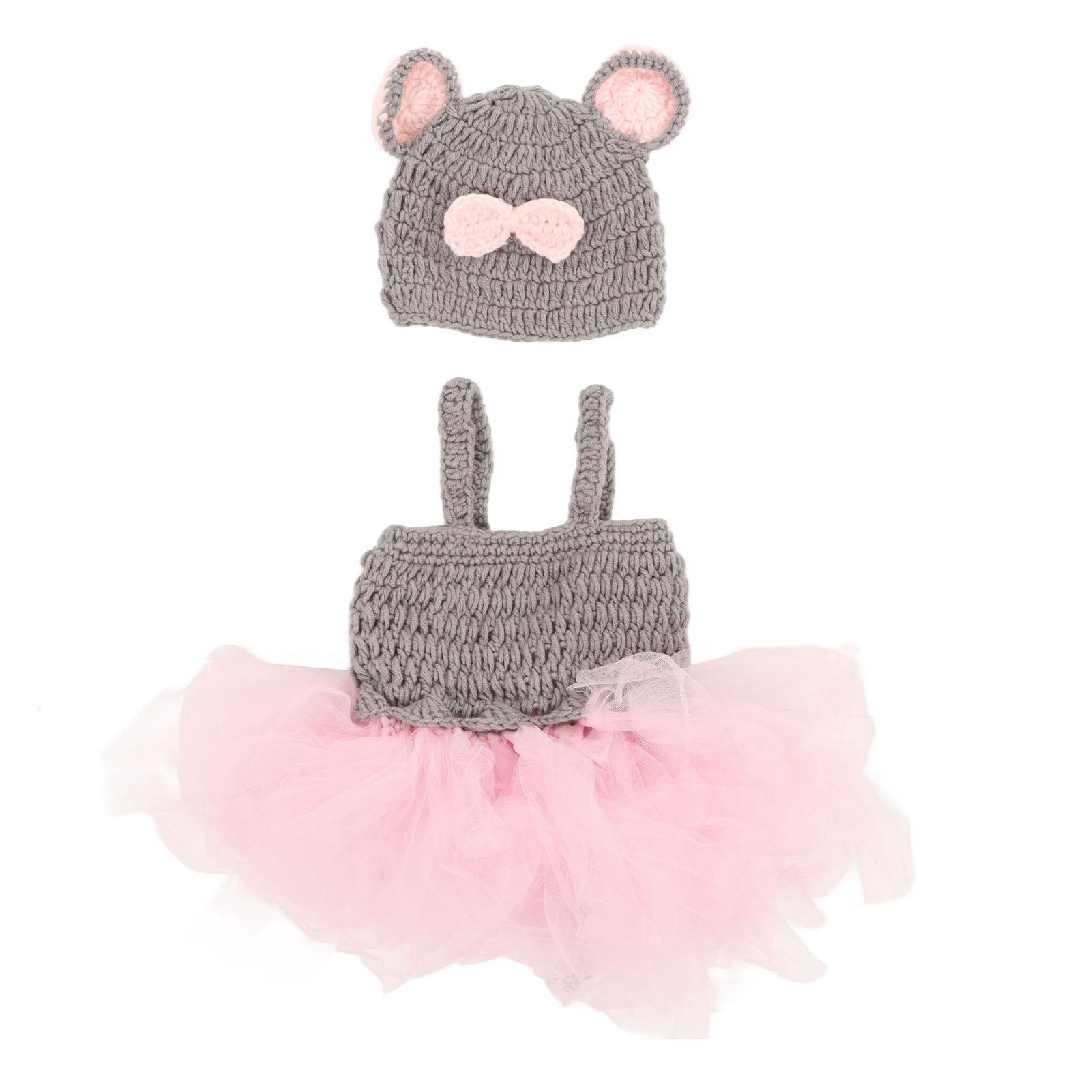 Neugeborenes Baby Mädchen Fotografie Tüllkleid Niedlich Hautfreundlich Weich Babyfoto Gestrickter Rock mit Hut von Joom DACH