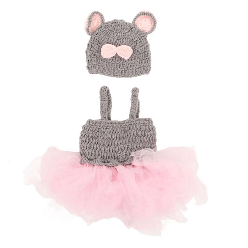 Neugeborenes Baby Mädchen Fotografie Tüllkleid Niedlich Hautfreundlich Weich Babyfoto Gestrickter Rock mit Hut von Joom DACH