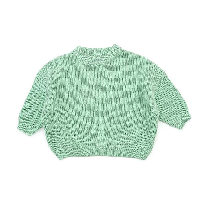 Neugeborenes Baby Mädchen Jungen Gestrickter Langarm Herbst Winter Pullover Solide Lose Pullover Casual Tops Kinder Kleidung 3M-5Y 12-18M hellgrüne von Joom DACH