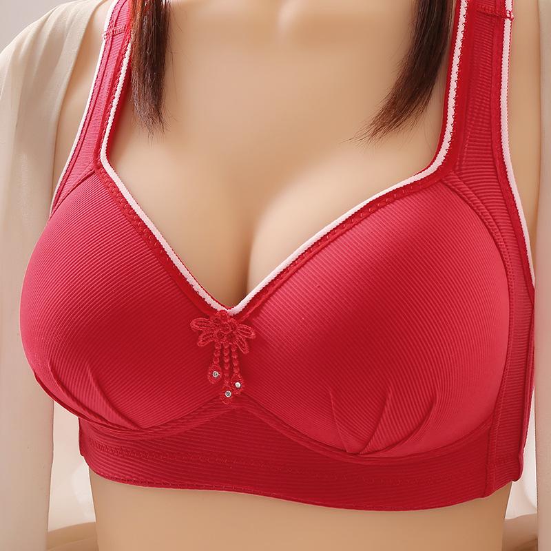 Neuheit Übergröße Kabelloser BH - Leichtes, bequemes, atmungsaktives Design mit Lift & Unterstützung, Seitenkontrolle und schmeichelhafter Rückenlinie für Frauen 46//105 rot von Joom DACH