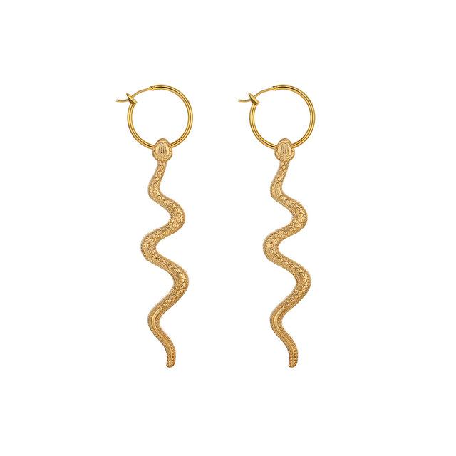 Neuheiten Gold Geometrie Schlange Ohrringe Für Frau Lange Anhänger Perle Ohrringe Punk Mode Schmuck Mädchen von Joom DACH