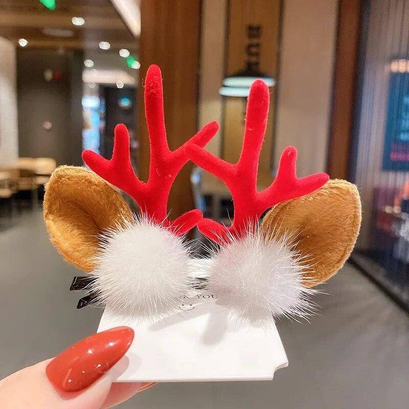 Neujahr Weihnachtsgeschenk Kawaii rote Haarnadel Kinder Haarspangen Schleife Hirsch Weihnachtsmann Kinder Kopfbedeckung Mädchen Kinder Haarschmuck von Joom DACH