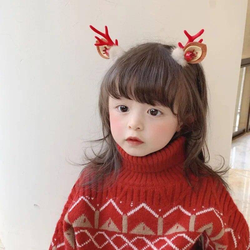 Neujahr Weihnachtsgeschenk Kawaii rote Haarnadel Kinder Haarspangen Schleife Hirsch Weihnachtsmann Kinder Kopfbedeckung Mädchen Kinder Haarschmuck von Joom DACH