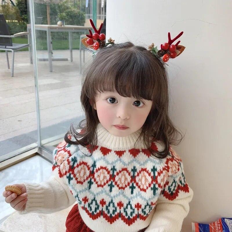 Neujahr Weihnachtsgeschenk Kawaii rote Haarnadel Kinder Haarspangen Schleife Hirsch Weihnachtsmann Kinder Kopfbedeckung Mädchen Kinder Haarschmuck von Joom DACH