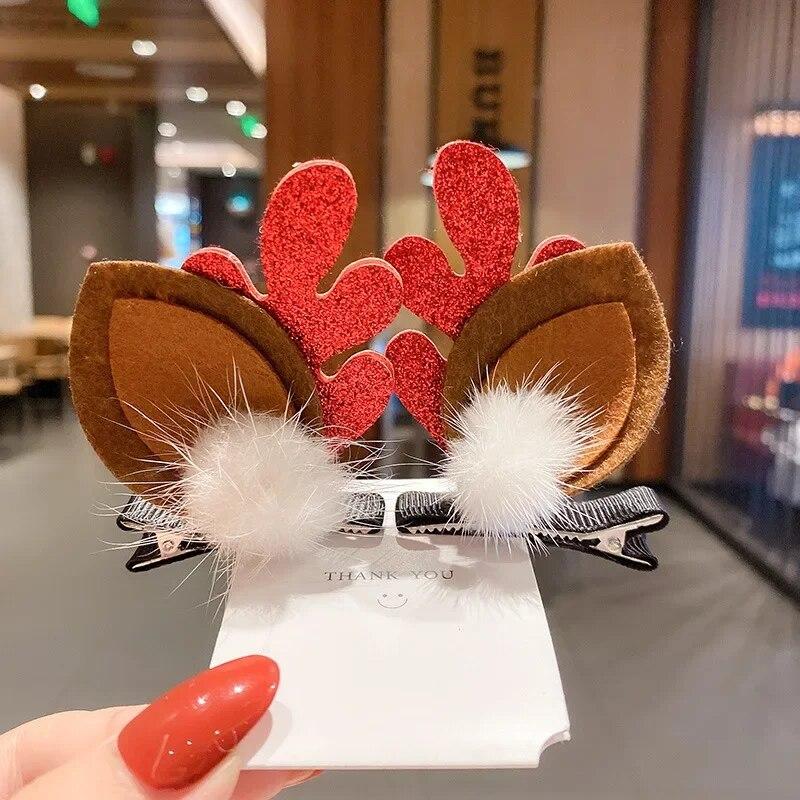 Neujahr Weihnachtsgeschenk Kawaii rote Haarnadel Kinder Haarspangen Schleife Hirsch Weihnachtsmann Kinder Kopfbedeckung Mädchen Kinder Haarschmuck von Joom DACH