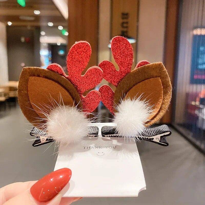 Neujahr Weihnachtsgeschenk Kawaii rote Haarnadel Kinder Haarspangen Schleife Hirsch Weihnachtsmann Kinder Kopfbedeckung Mädchen Kinder Haarschmuck von Joom DACH