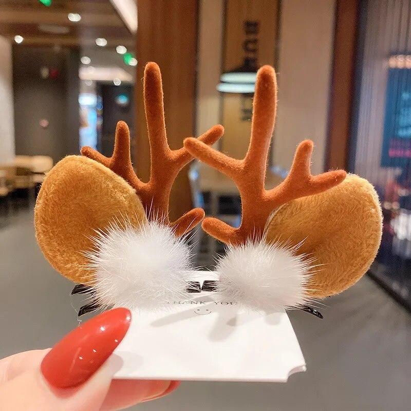 Neujahr Weihnachtsgeschenk Kawaii rote Haarnadel Kinder Haarspangen Schleife Hirsch Weihnachtsmann Kinder Kopfbedeckung Mädchen Kinder Haarschmuck von Joom DACH