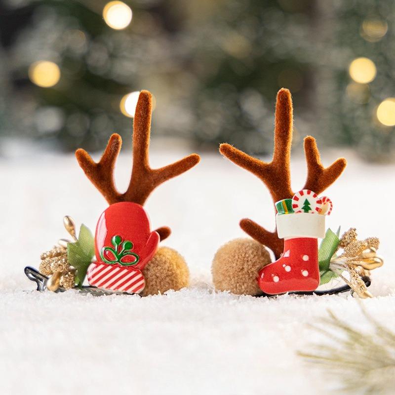 Neujahr Weihnachtsgeschenk Kawaii rote Haarnadel Kinder Haarspangen Schleife Hirsch Weihnachtsmann Kinder Kopfbedeckung Mädchen Kinder Haarschmuck von Joom DACH
