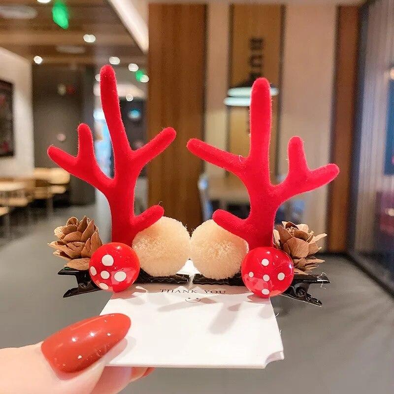 Neujahr Weihnachtsgeschenk Kawaii rote Haarnadel Kinder Haarspangen Schleife Hirsch Weihnachtsmann Kinder Kopfbedeckung Mädchen Kinder Haarschmuck von Joom DACH