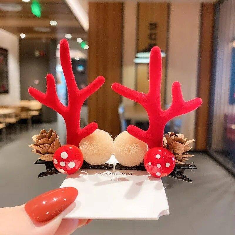 Neujahr Weihnachtsgeschenk Kawaii rote Haarnadel Kinder Haarspangen Schleife Hirsch Weihnachtsmann Kinder Kopfbedeckung Mädchen Kinder Haarschmuck von Joom DACH
