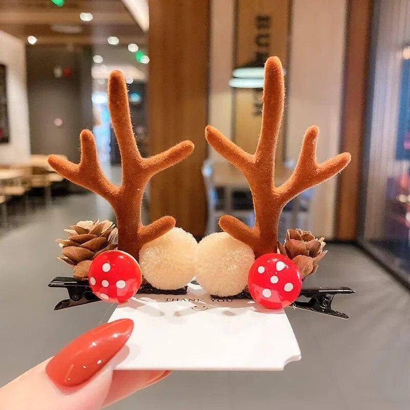 Neujahr Weihnachtsgeschenk Kawaii rote Haarnadel Kinder Haarspangen Schleife Hirsch Weihnachtsmann Kinder Kopfbedeckung Mädchen Kinder Haarschmuck von Joom DACH