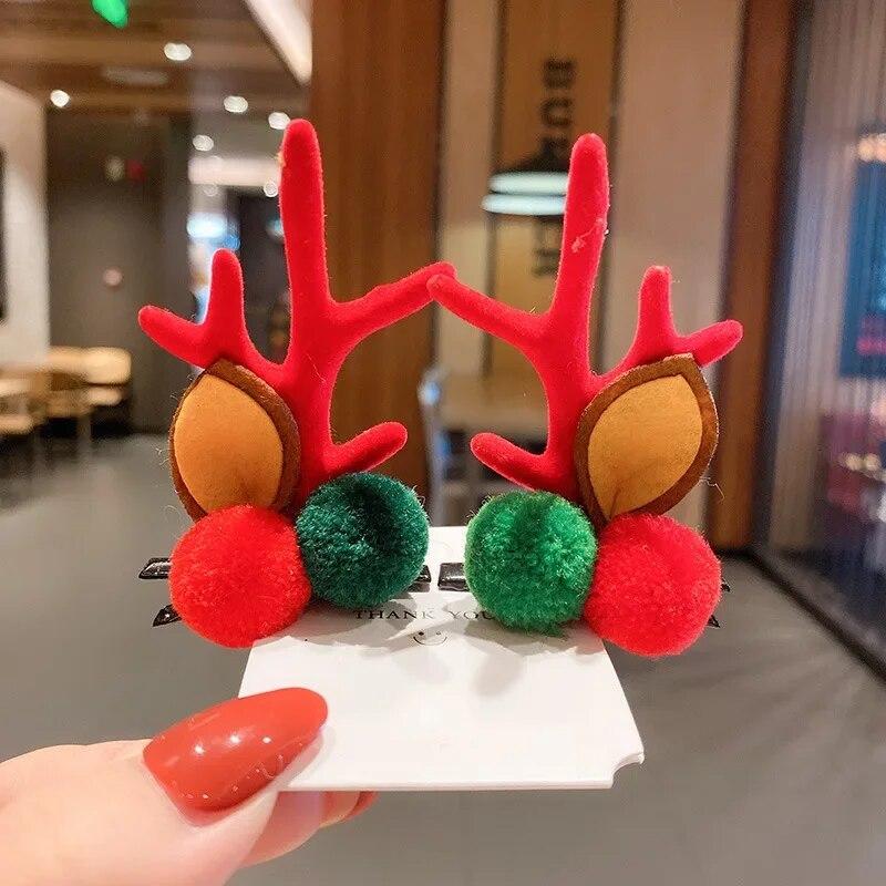Neujahr Weihnachtsgeschenk Kawaii rote Haarnadel Kinder Haarspangen Schleife Hirsch Weihnachtsmann Kinder Kopfbedeckung Mädchen Kinder Haarschmuck von Joom DACH