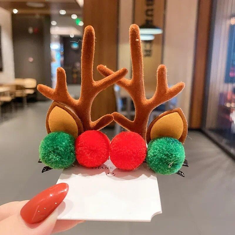 Neujahr Weihnachtsgeschenk Kawaii rote Haarnadel Kinder Haarspangen Schleife Hirsch Weihnachtsmann Kinder Kopfbedeckung Mädchen Kinder Haarschmuck von Joom DACH