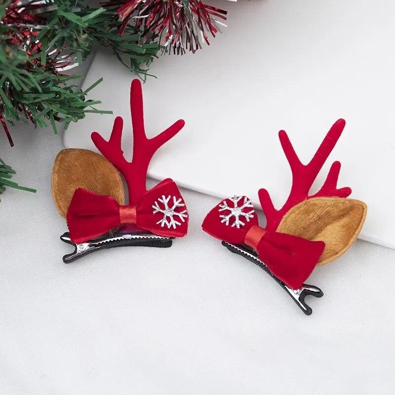 Neujahr Weihnachtsgeschenk Kawaii rote Haarnadel Kinder Haarspangen Schleife Hirsch Weihnachtsmann Kinder Kopfbedeckung Mädchen Kinder Haarschmuck von Joom DACH