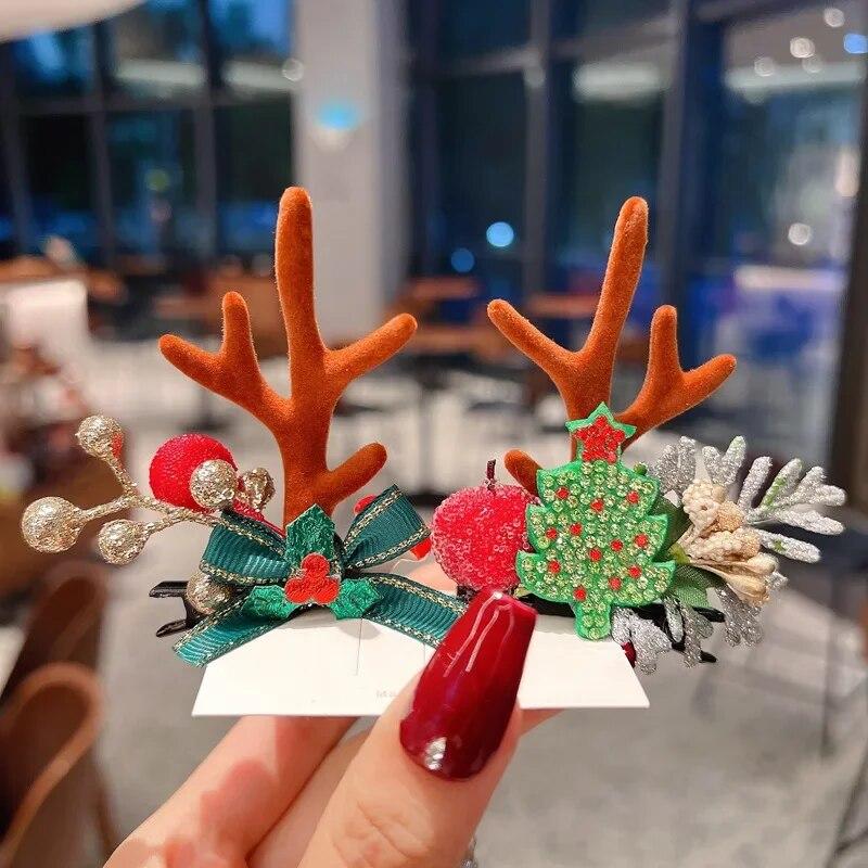 Neujahr Weihnachtsgeschenk Kawaii rote Haarnadel Kinder Haarspangen Schleife Hirsch Weihnachtsmann Kinder Kopfbedeckung Mädchen Kinder Haarschmuck von Joom DACH