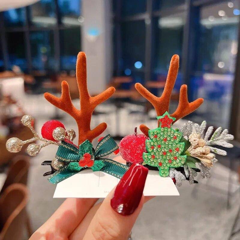 Neujahr Weihnachtsgeschenk Kawaii rote Haarnadel Kinder Haarspangen Schleife Hirsch Weihnachtsmann Kinder Kopfbedeckung Mädchen Kinder Haarschmuck von Joom DACH
