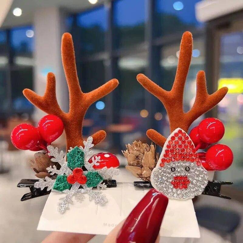 Neujahr Weihnachtsgeschenk Kawaii rote Haarnadel Kinder Haarspangen Schleife Hirsch Weihnachtsmann Kinder Kopfbedeckung Mädchen Kinder Haarschmuck von Joom DACH