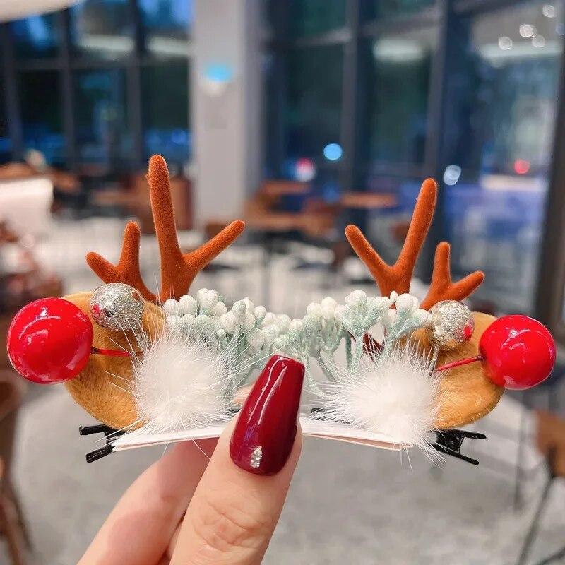 Neujahr Weihnachtsgeschenk Kawaii rote Haarnadel Kinder Haarspangen Schleife Hirsch Weihnachtsmann Kinder Kopfbedeckung Mädchen Kinder Haarschmuck von Joom DACH