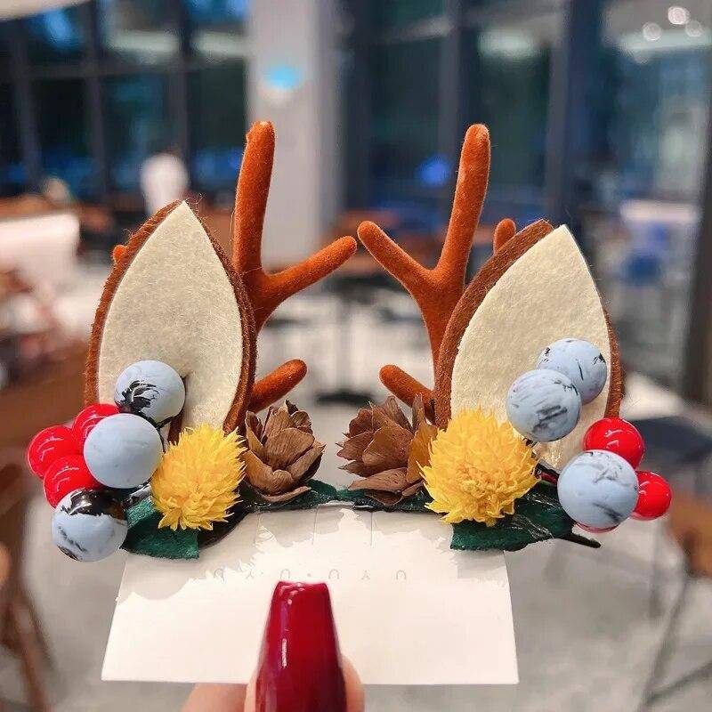 Neujahr Weihnachtsgeschenk Kawaii rote Haarnadel Kinder Haarspangen Schleife Hirsch Weihnachtsmann Kinder Kopfbedeckung Mädchen Kinder Haarschmuck von Joom DACH