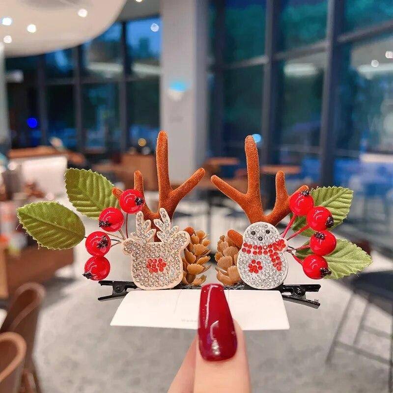 Neujahr Weihnachtsgeschenk Kawaii rote Haarnadel Kinder Haarspangen Schleife Hirsch Weihnachtsmann Kinder Kopfbedeckung Mädchen Kinder Haarschmuck von Joom DACH