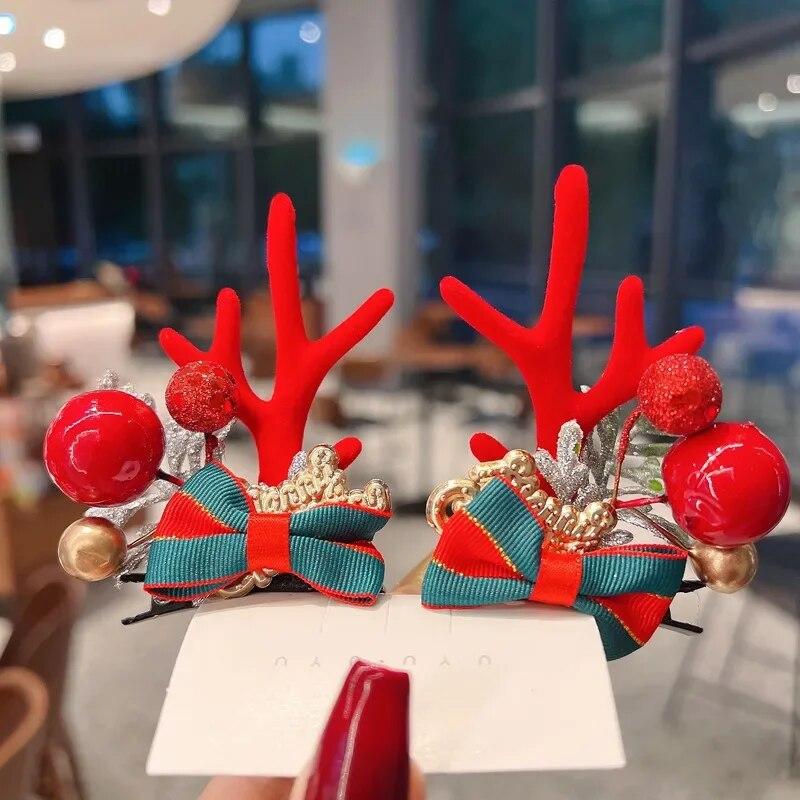 Neujahr Weihnachtsgeschenk Kawaii rote Haarnadel Kinder Haarspangen Schleife Hirsch Weihnachtsmann Kinder Kopfbedeckung Mädchen Kinder Haarschmuck von Joom DACH