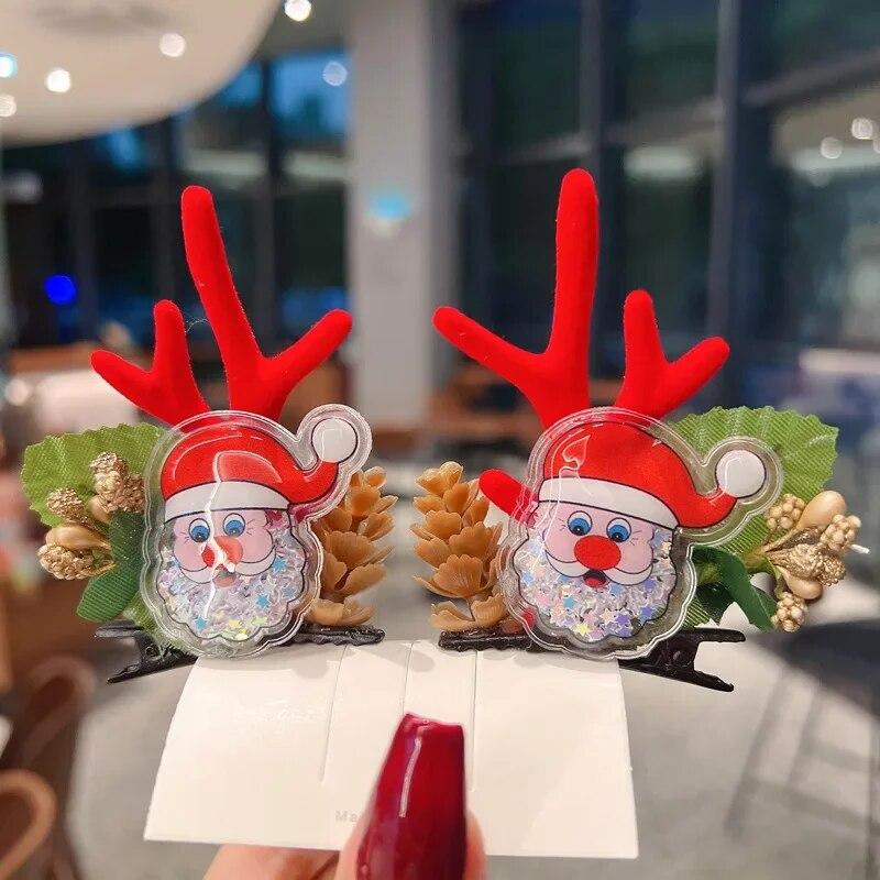 Neujahr Weihnachtsgeschenk Kawaii rote Haarnadel Kinder Haarspangen Schleife Hirsch Weihnachtsmann Kinder Kopfbedeckung Mädchen Kinder Haarschmuck von Joom DACH