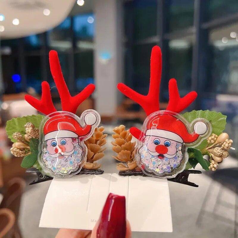 Neujahr Weihnachtsgeschenk Kawaii rote Haarnadel Kinder Haarspangen Schleife Hirsch Weihnachtsmann Kinder Kopfbedeckung Mädchen Kinder Haarschmuck von Joom DACH