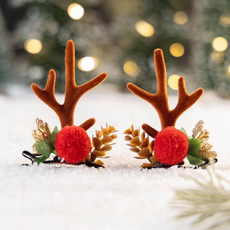 Neujahr Weihnachtsgeschenk Kawaii rote Haarnadel Kinder Haarspangen Schleife Hirsch Weihnachtsmann Kinder Kopfbedeckung Mädchen Kinder Haarschmuck von Joom DACH