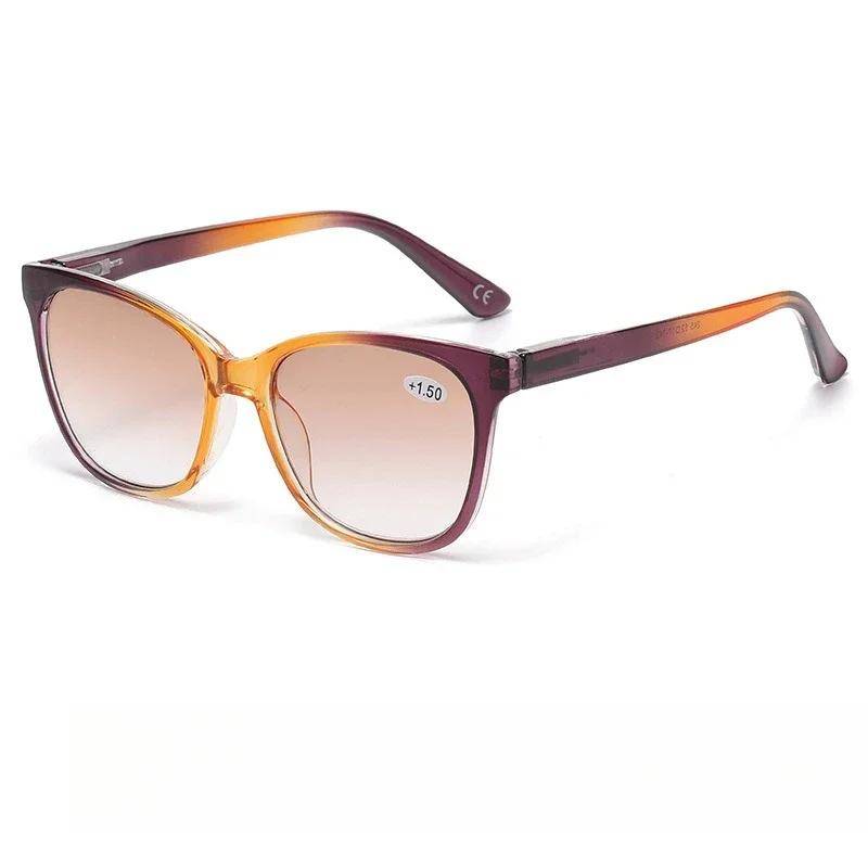 Neutrale Mode Cat-Eye Lesebrille Farbverlauf Alterssichtigkeit Brille für Damen Retro Großrahmen Blaulichtfilter Brille +150 von Joom DACH