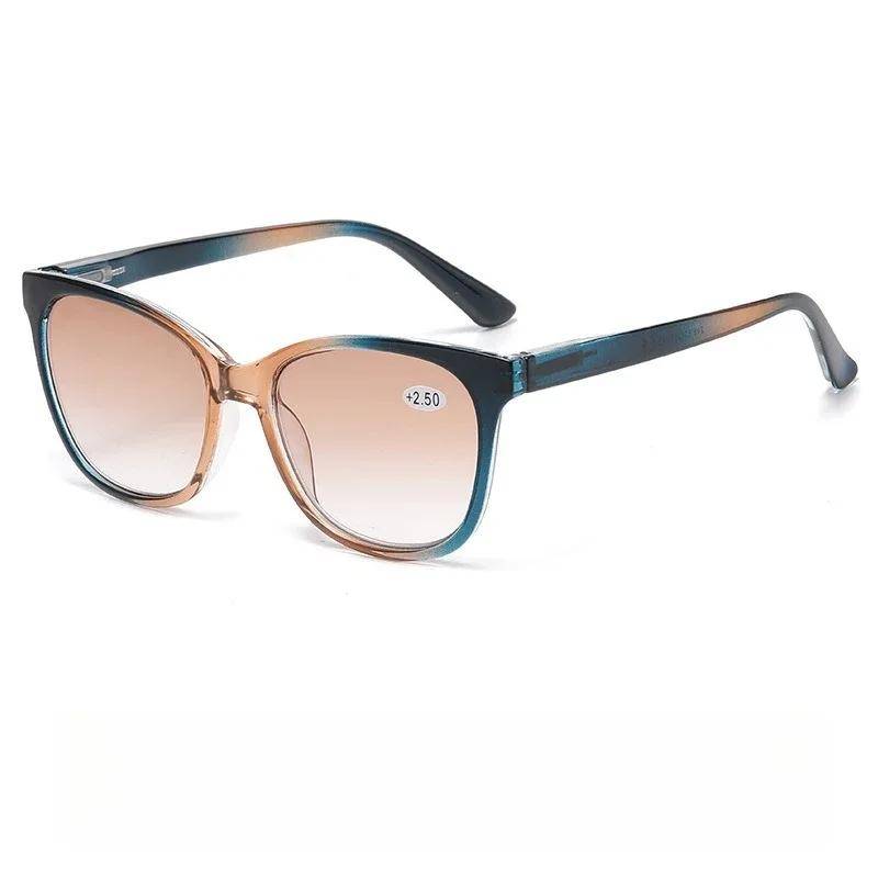 Neutrale Mode Cat-Eye Lesebrille Farbverlauf Alterssichtigkeit Brille für Damen Retro Großrahmen Blaulichtfilter Brille +150 von Joom DACH