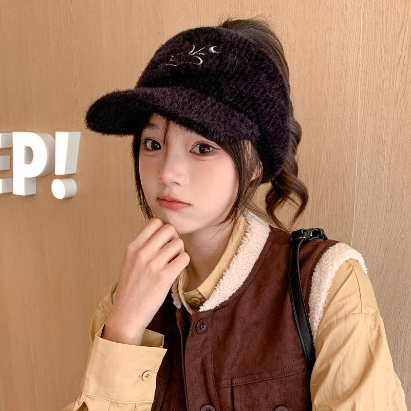 Neuer Hut Damen Einfarbig Vielseitig Bestickt Gestrickte Wollmütze Winter Warm Ohrenschutz Mütze Dick One Size von Joom DACH