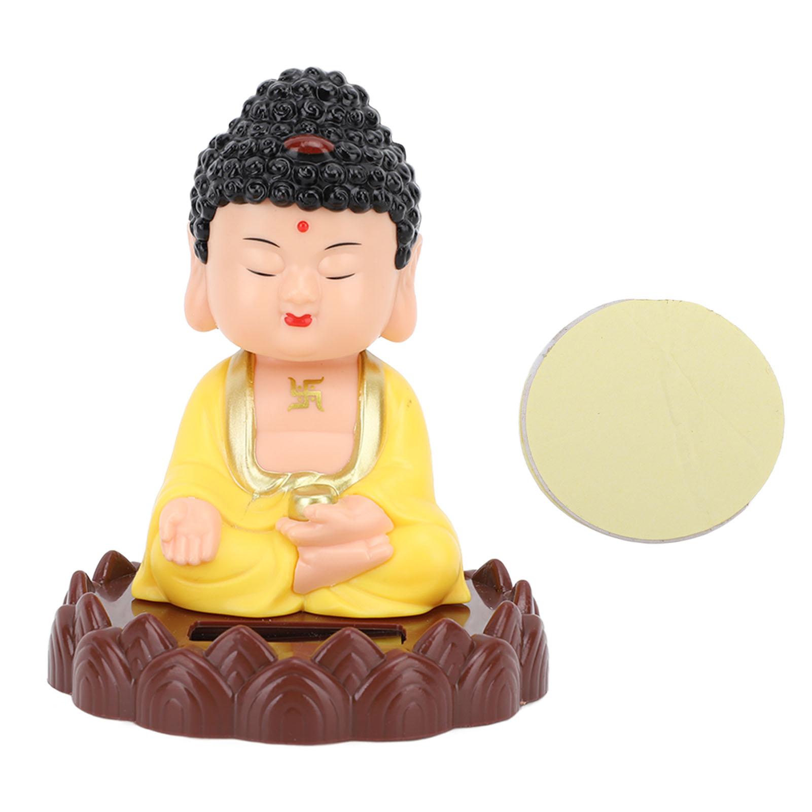Nickende Buddha Statue Solarbetrieben Lebhaft Energiesparend Automatisches Nickendes Mönchsfigur für Geschenk Glück gelb von Joom DACH