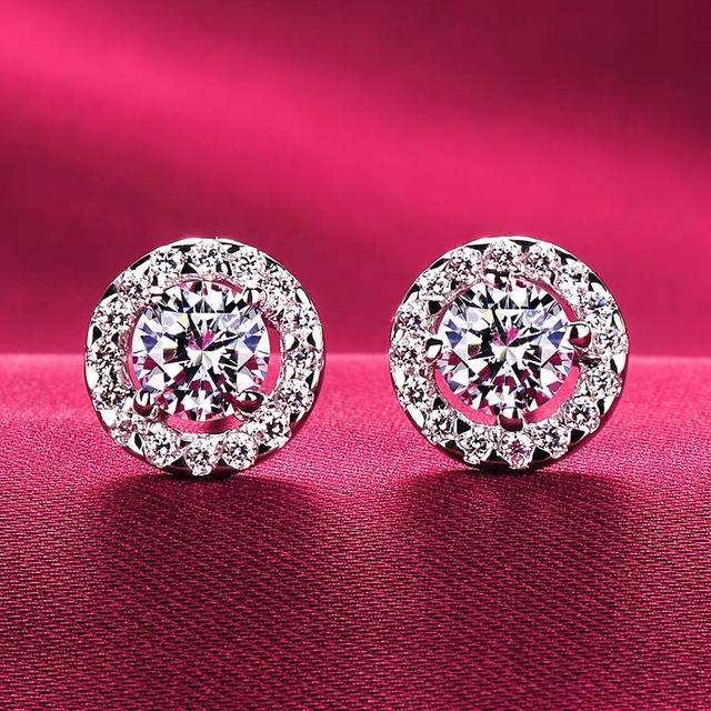 Nie verblassende 925er Silber Ohrringe Luxus Natürlicher Zirkonia Diamant Doppelstecker Ohrringe Hochzeitsgeschenk für Frauen Schmuck von Joom DACH