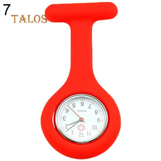 Niedliche, biegsame, weiche Krankenschwesteruhr aus Silikon mit Brosche, Taschenuhr, Tunika, Quarzuhrwerk rot von Joom DACH