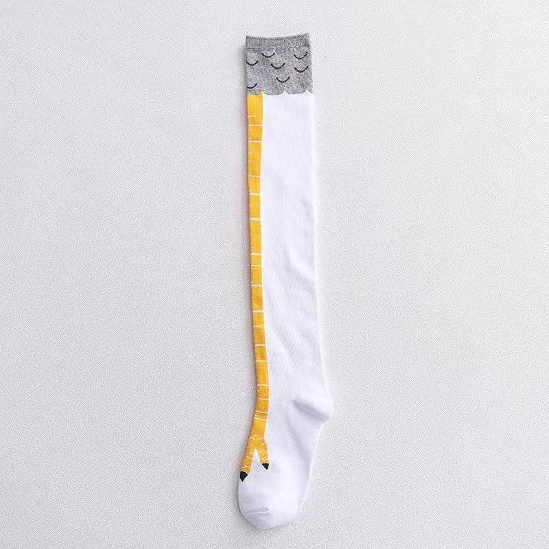 Niedliche, neuartige Kniestrümpfe mit Cartoon-Hühnerbeinmuster für Herren, Unisex, atmungsaktiv, bequem, lässig, für Herren im Freien, für alle Jahreszeiten over the knee weiß von Joom DACH