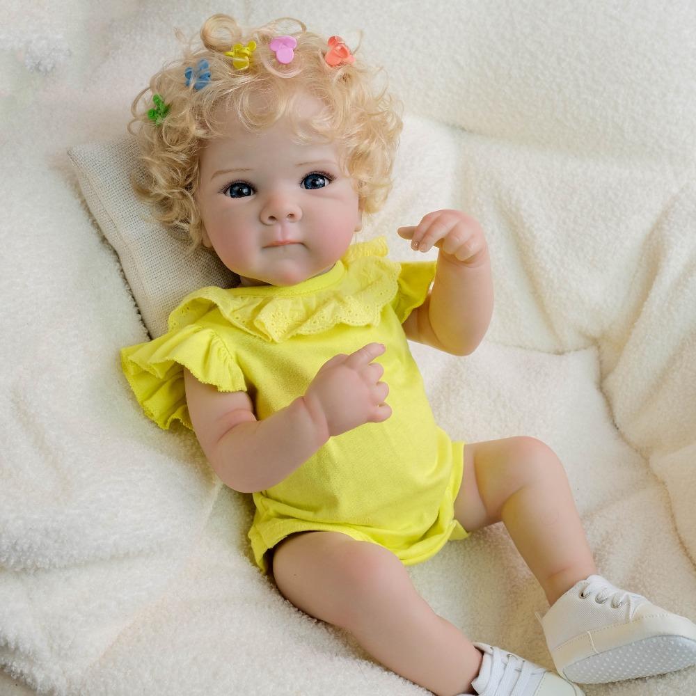 Niedliche 18 Zoll Implantierte Locken Reborn Babypuppe Bettie Vollsilikonkörper Simulationspuppe Echte Neugeborenenpuppe für Kinder Geburtstags-Weihnachtsgeschenk girl doll von Joom DACH