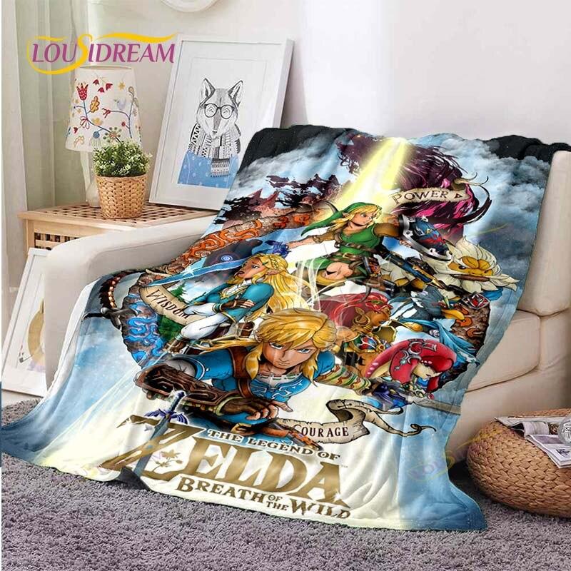 Niedliche Cartoon-Zelda-Überwurfdecke, Couch-Bettbezug, Reisebettwäsche, Überwurfdecke, Flanelldecke, Tagesdecke 75x90cm von Joom DACH