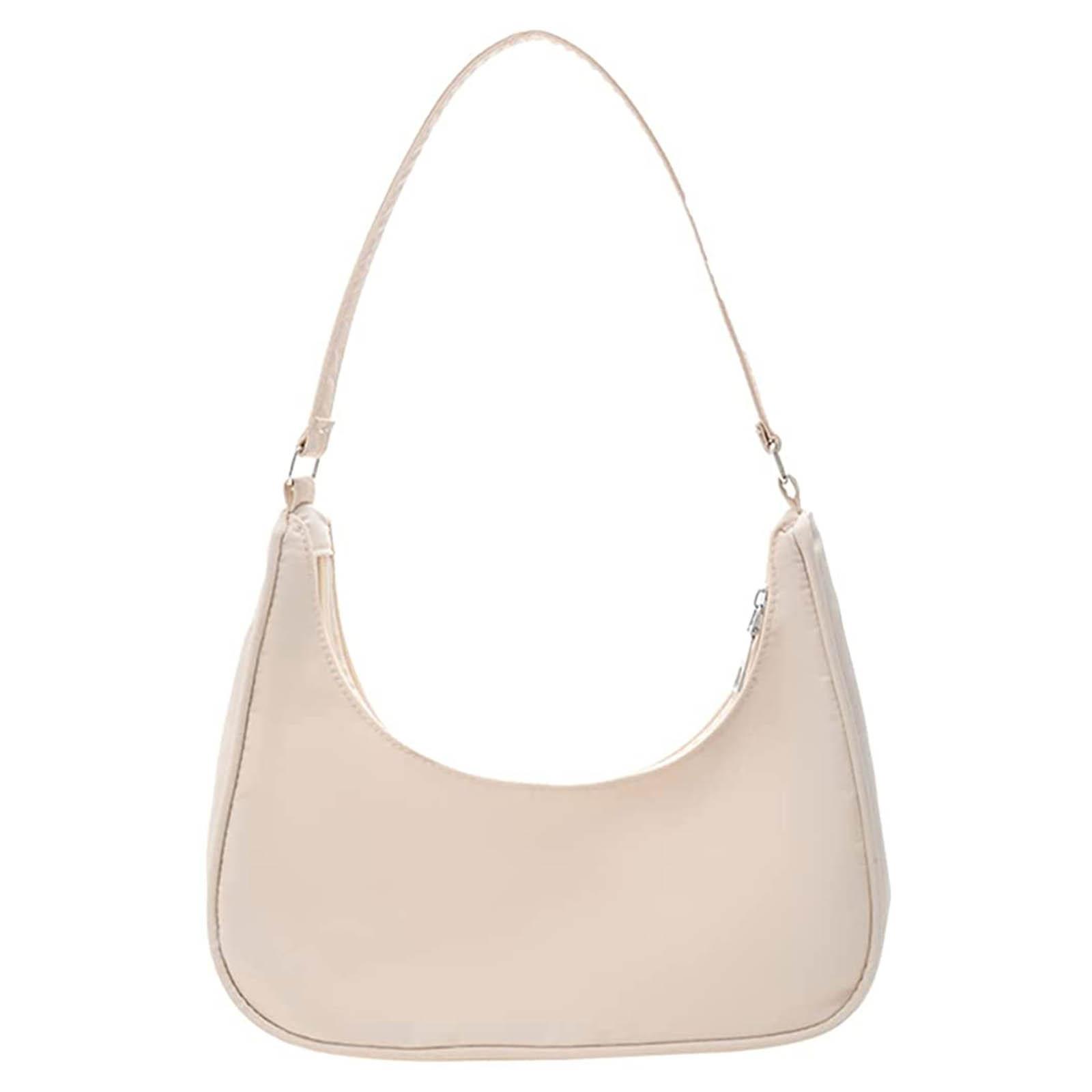 Niedliche Hobo-Tote-Handtasche für Damen, kleine Nylon-Umhängetasche, Mini-Clutch beige von Joom DACH