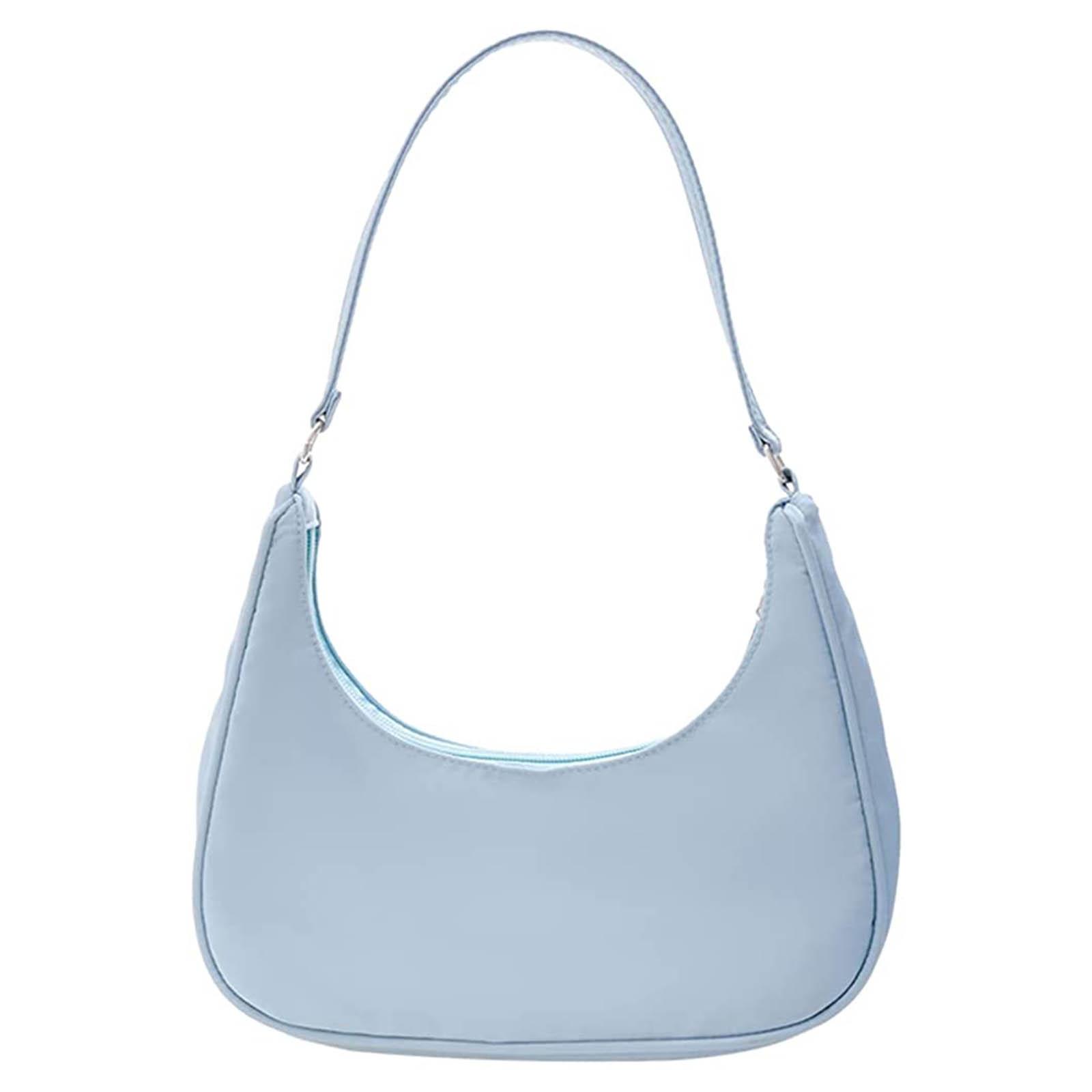 Niedliche Hobo-Tote-Handtasche für Damen, kleine Nylon-Umhängetasche, Mini-Clutch blau von Joom DACH